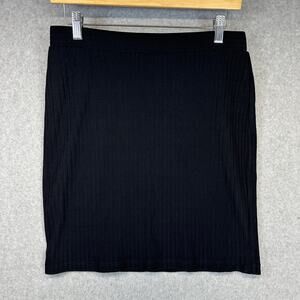 APT 9 Skirt Womens Size Medium Black Stretch Elastic Waist Pull On Pencil Ribbed